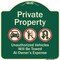 Signmission Designer Series-Private Property Unauthorized Vehicles Towed No Cars, 18" x 18", G-1818-9914 A-DES-G-1818-9914 - alternate 1